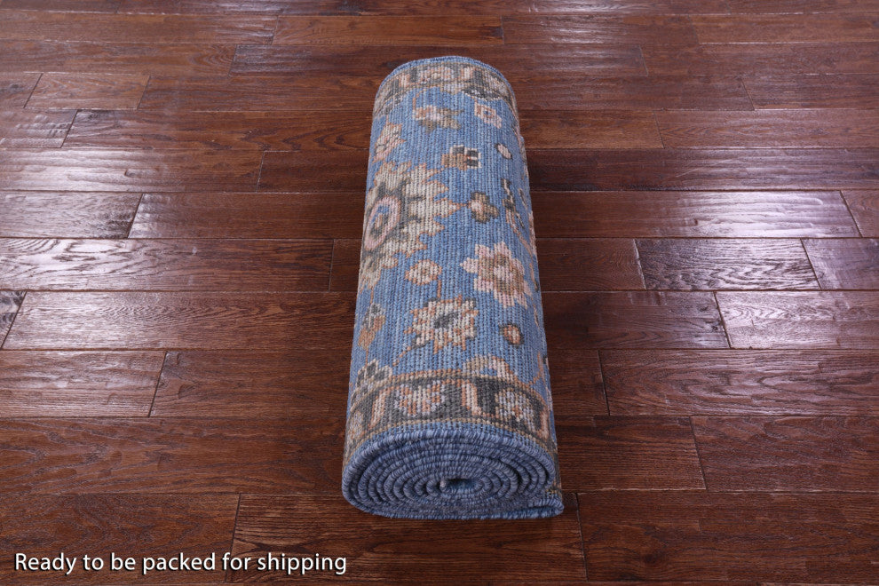 2' 6" X 16' 2" Runner Turkish Oushak Hand Knotted Wool Rug - Q15513