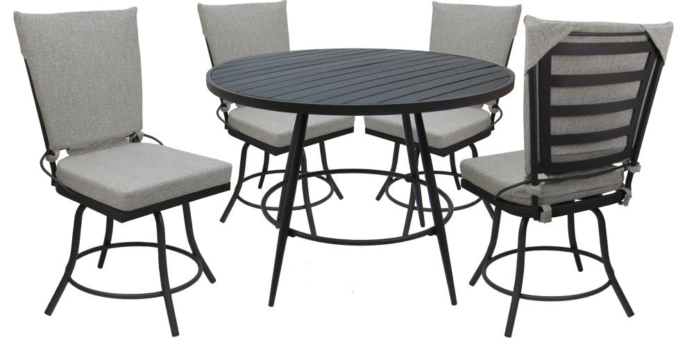 Outdoor/Indoor Patio Dinette Swivel Jamey Chair Without Arms, White Linen Gray