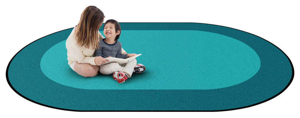 All Around Rug, Teal, Oval, 92"x64"