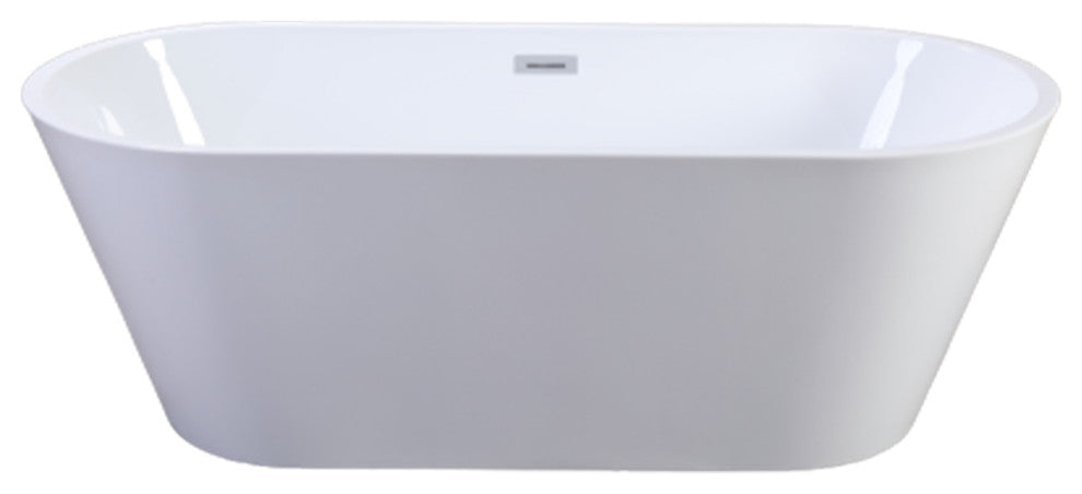 Acrylic Freestanding Soaking Bathtub, Gloss White, 67"