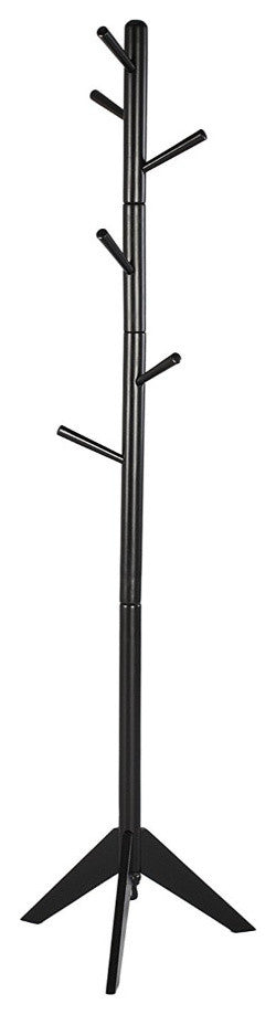 Contemporary Style Hall Tree Coat Rack, Black
