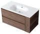 36" Plywood Wall Mounting Bath Vanity Set, Brown Oak, Gel Sink