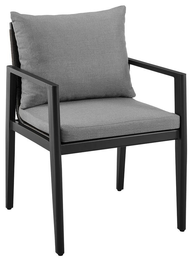 Grand Outdoor Patio 7 Piece Dining Table Set, Aluminum With Grey Cushions