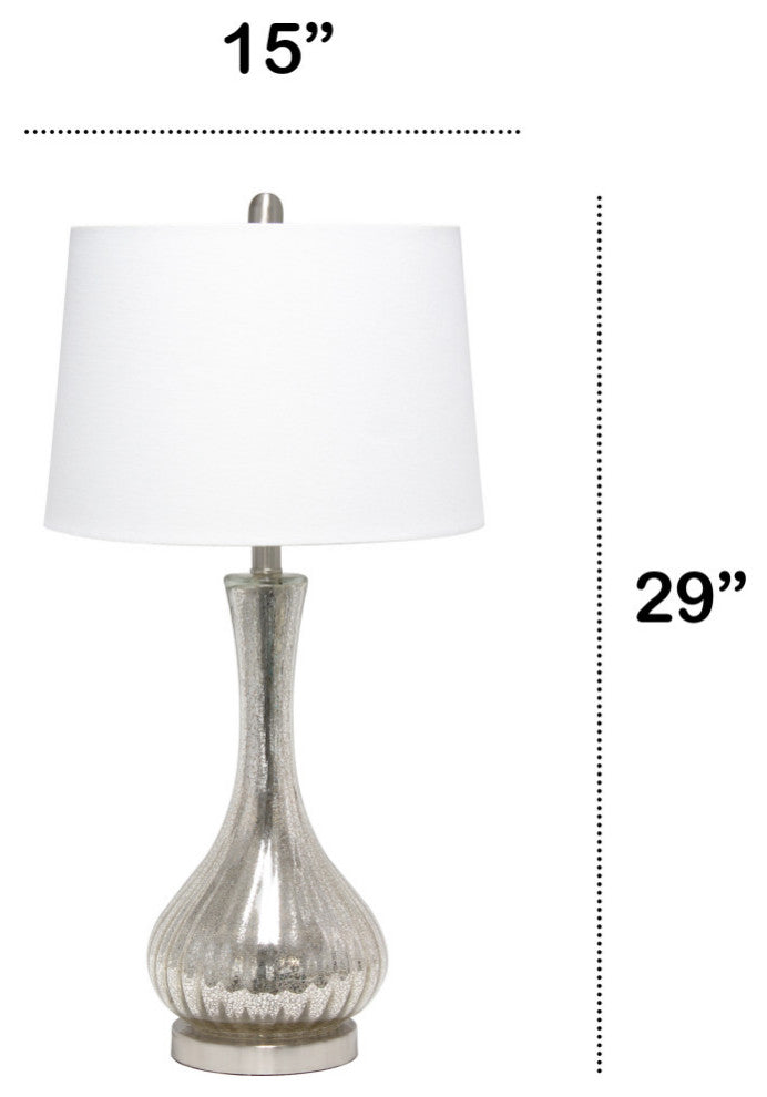Lalia Home Speckled Mercury Tear Drop Table Lamp With White Fabric Shade