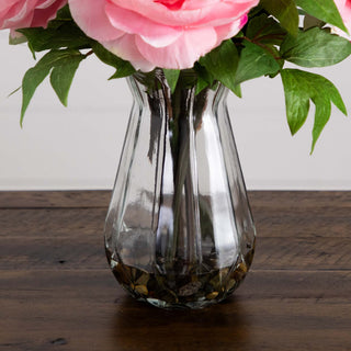 16in. Artificial Peony Arrangement, Glass Vase