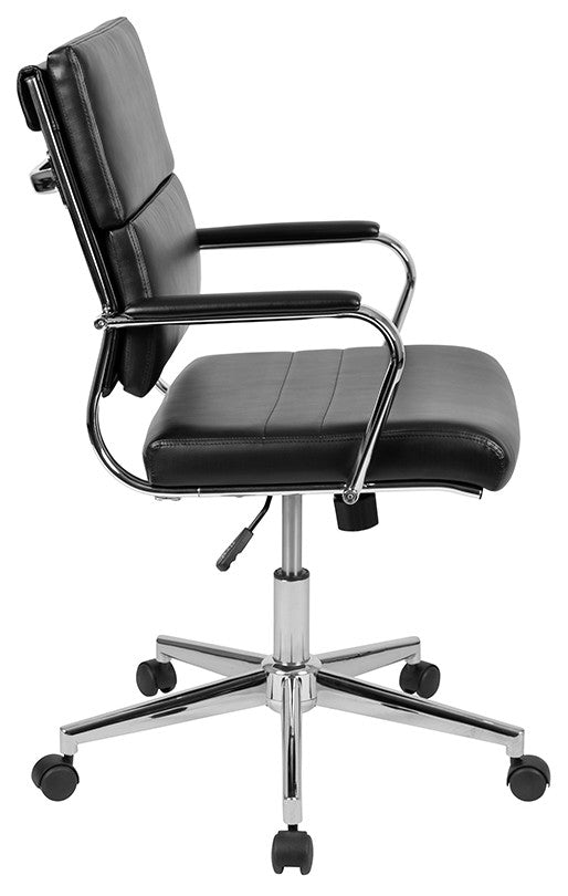 Mid-Back Black LeatherSoft Panel Executive Swivel Office Chair