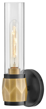 Ellison LED Vanity, Black With Heritage Brass accents