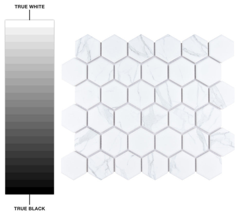Merola Tile Carrione 2" Hex Porcelain Marble Look Tile Sample
