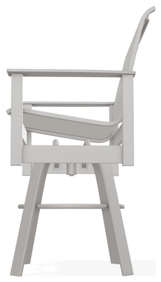 Leeward Sling Bar Height Outdoor Swivel Armchair, Harbor/Warm Gray