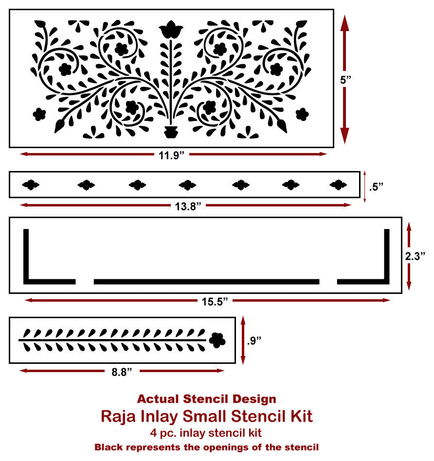 Raja Bone Inlay Stencil, DIY Bone Inlay Designs for Furniture Makeover, Small