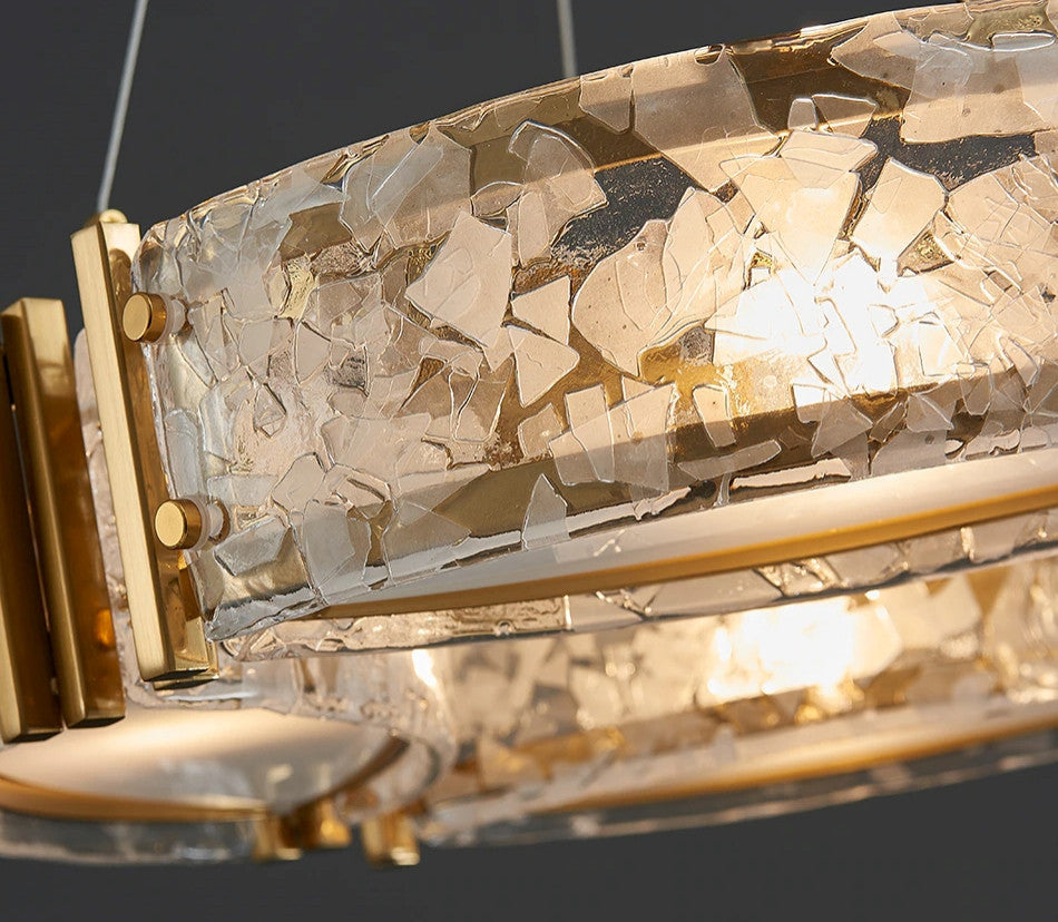 Tongeren | Gold Long Art Glass 3 Head Design Creative Led Luxury Chandelier