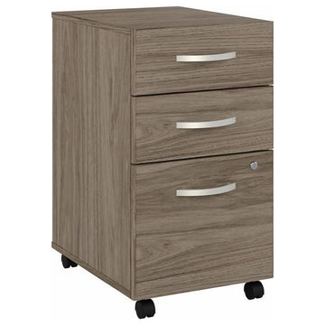 Hybrid 3 Drawer Mobile File Cabinet in Modern Hickory - Engineered Wood