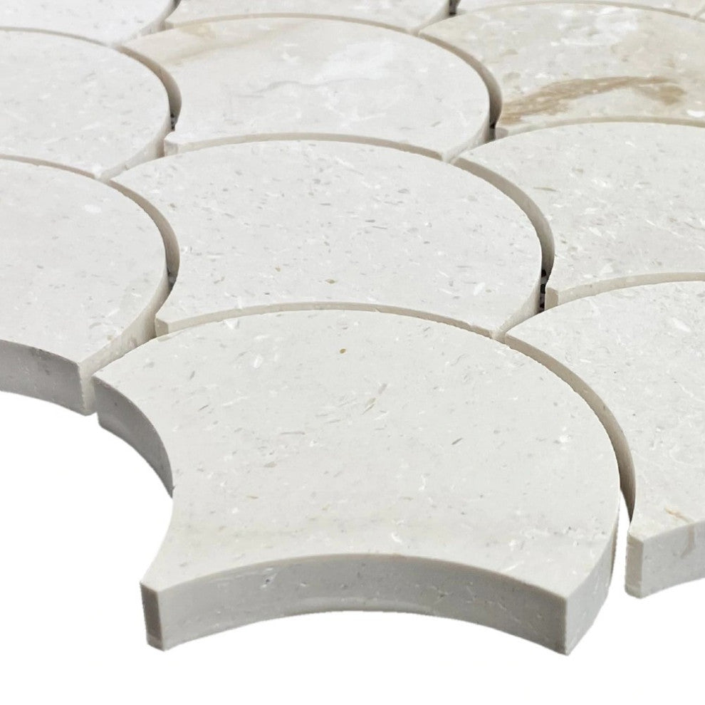 Shell Stone Limestone Laguna Design on 12"x12" Mosaic Tile (10 sqft per box)