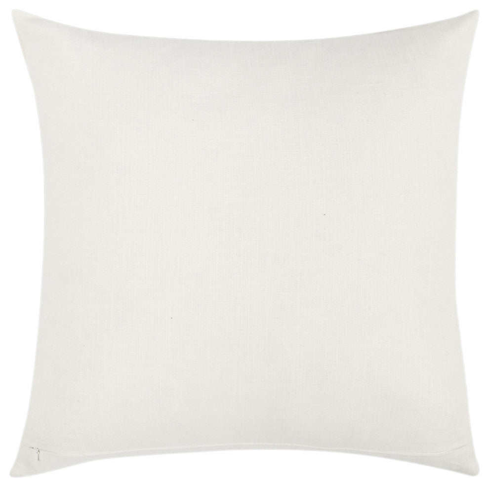 Baia 22" Embroidered Belgian Linen Throw Pillow