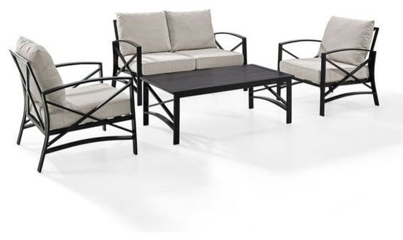 Kaplan 4-Piece Patio Set, Loveseat, 2 Chairs, Coffee Table, Oatmeal