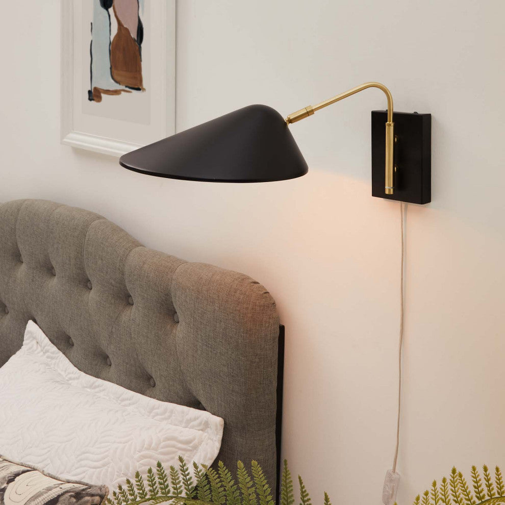 Sconce Wall Lamp Light Fixture, Black, Metal, Modern Cafe Bistro Hospitality