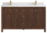 Sonoma Teak 60" Double Vanity, Dark Walnut With 2" White Quartz