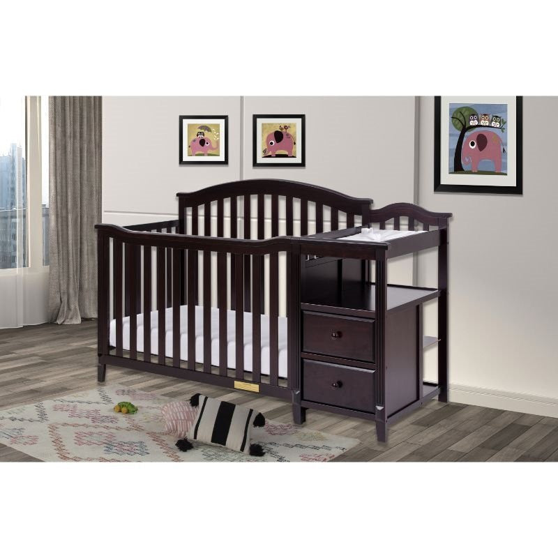 AFG Baby Furniture Kali 4-in-1 Convertible Crib w/ Toddler Guardrail Espresso