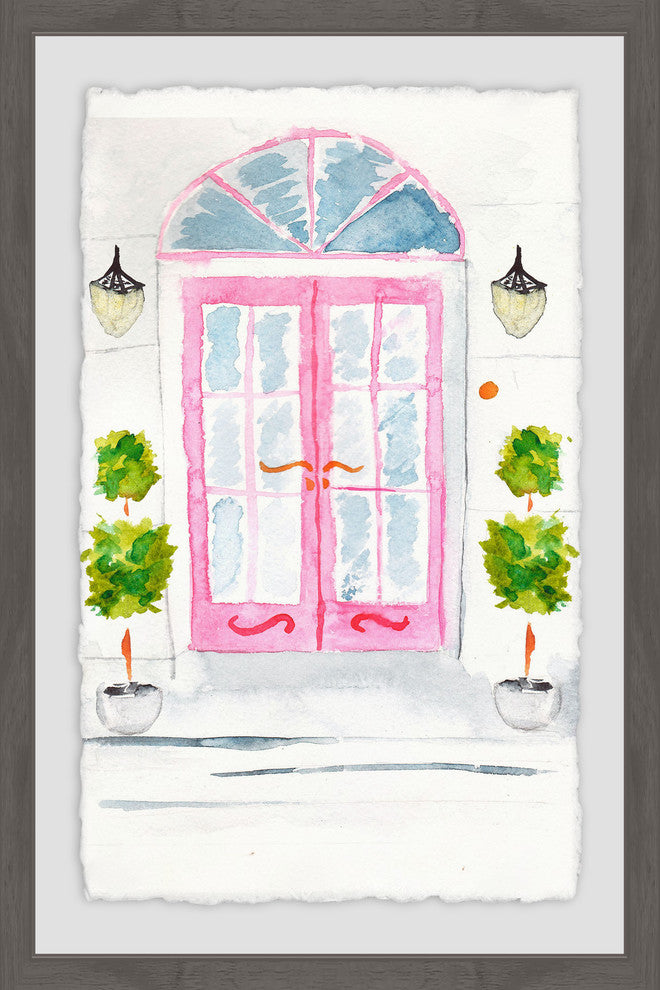 "Pink French Doors" Framed Painting Print, 24"x36"