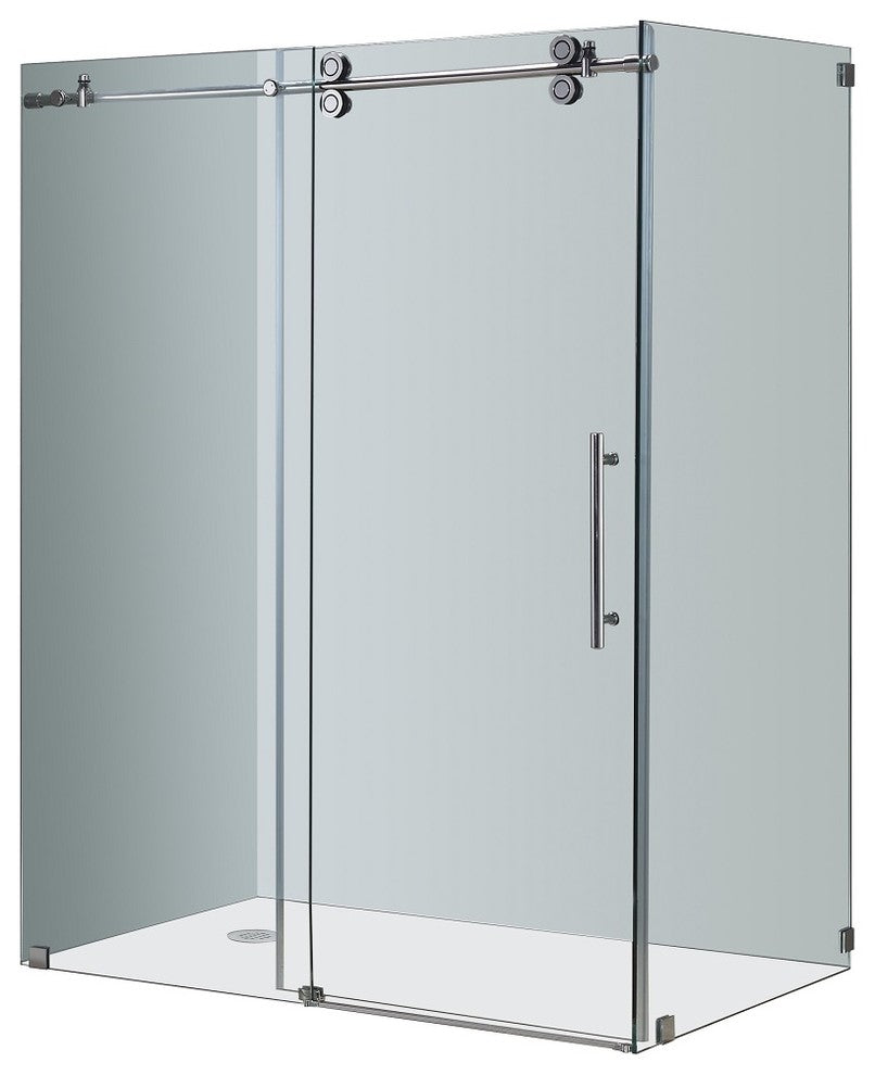 Aston Langham 56-60"x33 7/16"x75" Completely Frameless Sliding Shower Enclosure