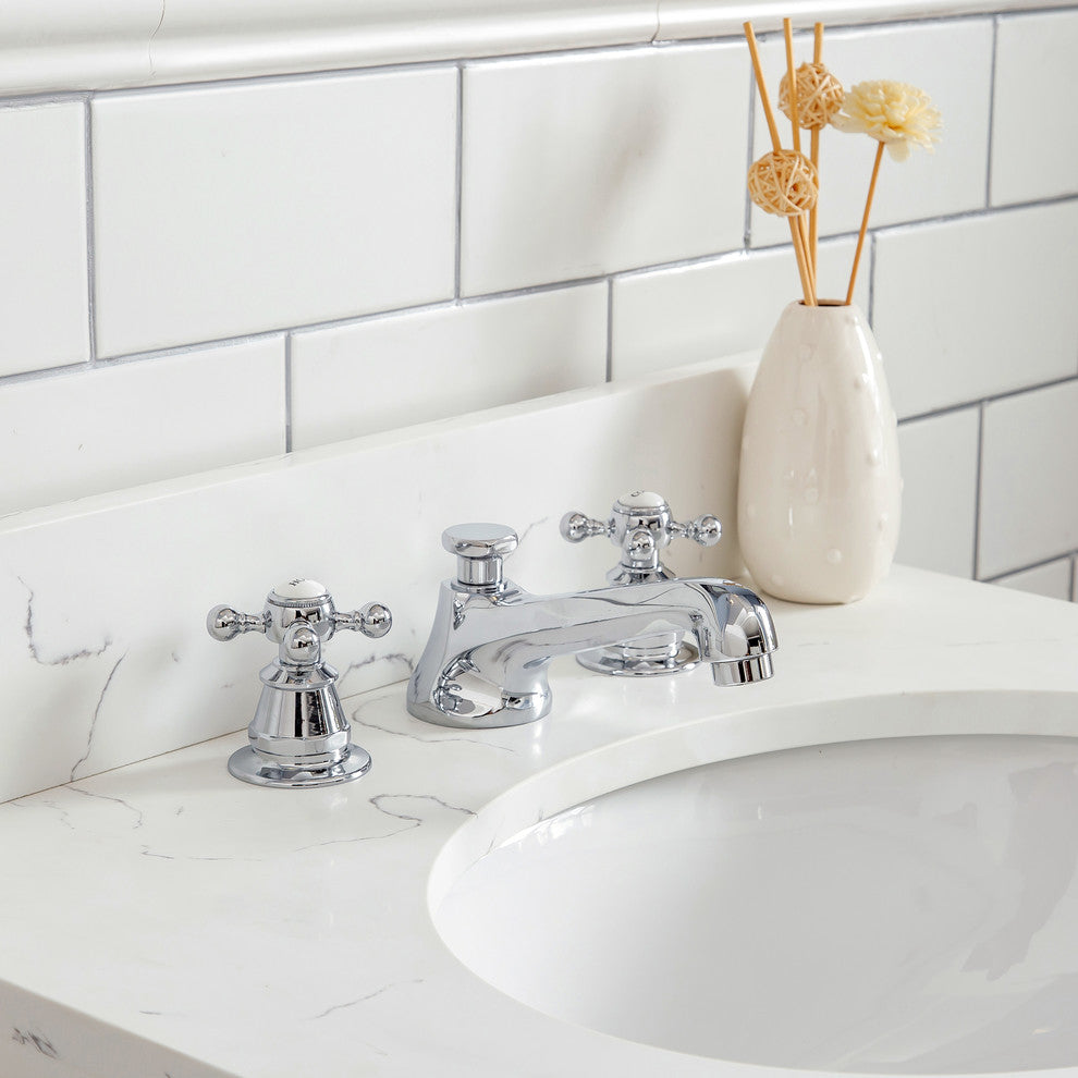24" Wide Cashmere Gray Single Sink Quartz Carrara Bathroom Vanity