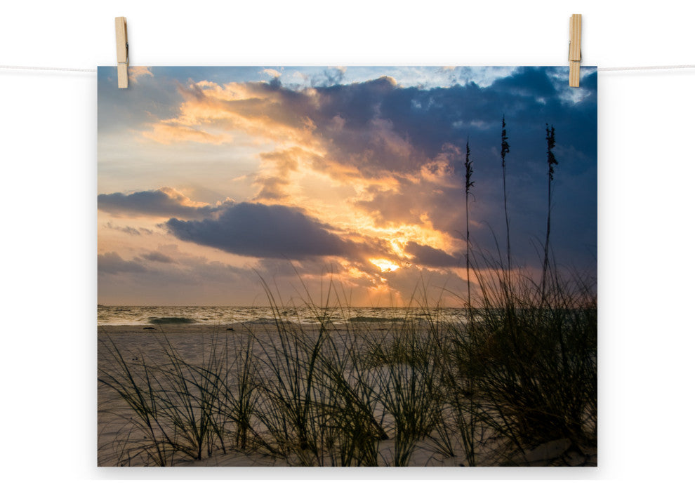 Coastal Style Wall Decor: Anna Maria Island Cloudy Beach Sunset 2 Print, 16" X 20"