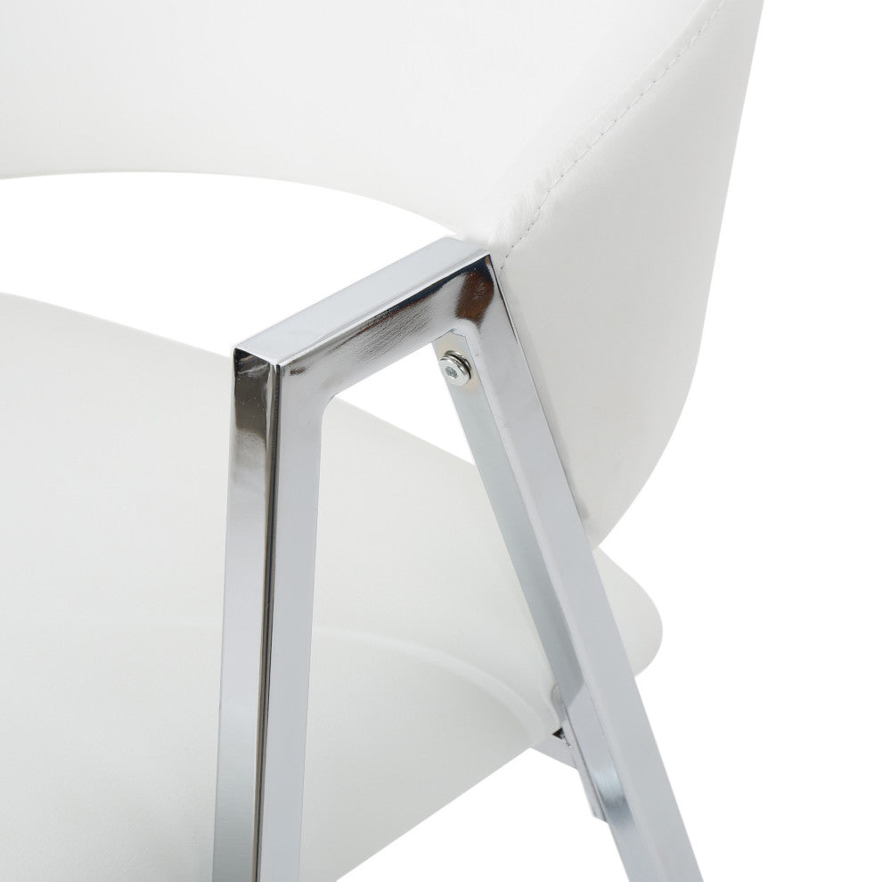 GDF Studio Emily Modern Leather 28.25" Barstool, Set of 2, Ivory