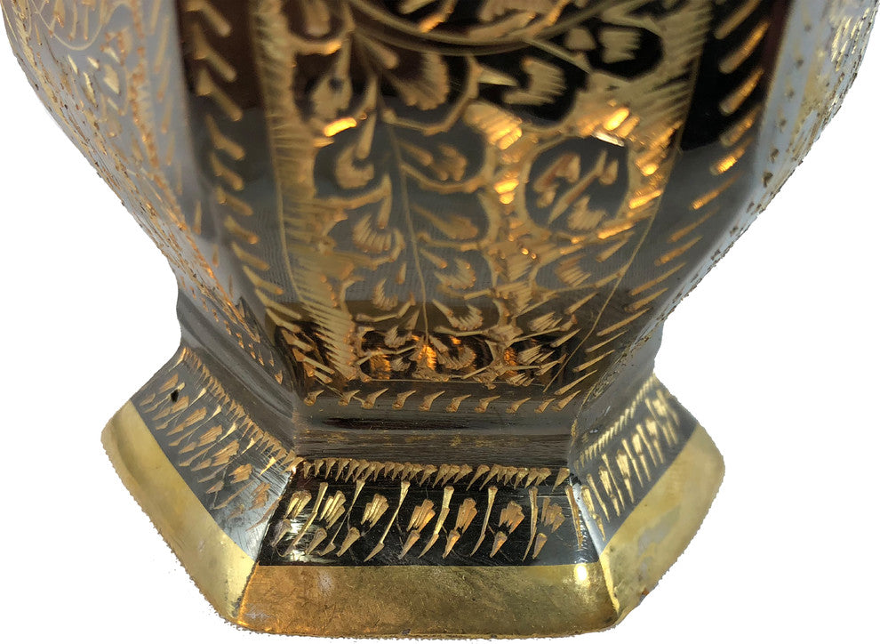 Natural Geo Brass Hexagonal Vintage Bottle Decor