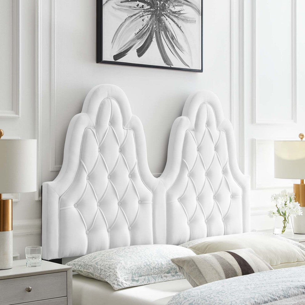 Augustine Tufted Performance Velvet King/California King Headboard White