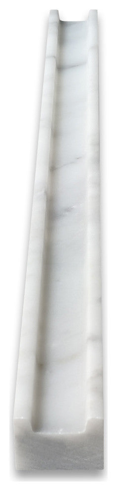 Carrara White Marble Groove Square Edge Liner Pencil Trim Tile Honed, 1 piece
