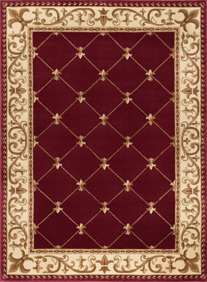 Orleans Traditional Border Area Rug, Red, 7'10" X 10'3"