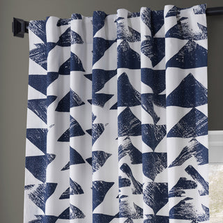 Traid Printed Cotton Twill Curtain, Indigo, 50"x108"
