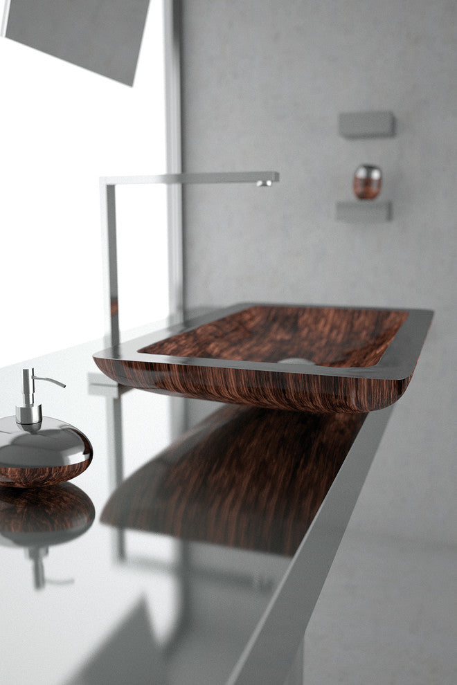 Alumix Vogue Rectangular Sink, Brown and Black