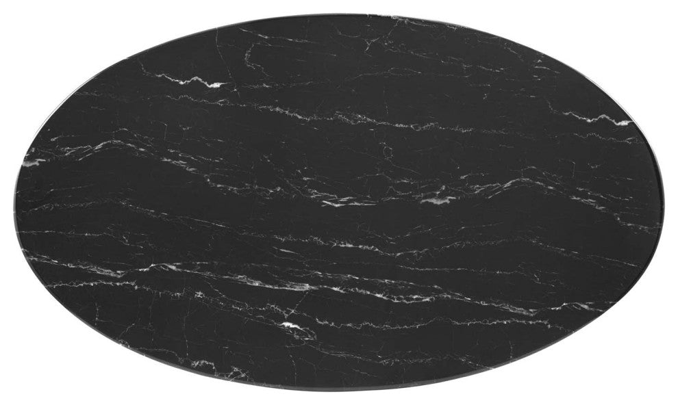Lippa 48" Oval Artificial Marble Dining Table White Black -5170