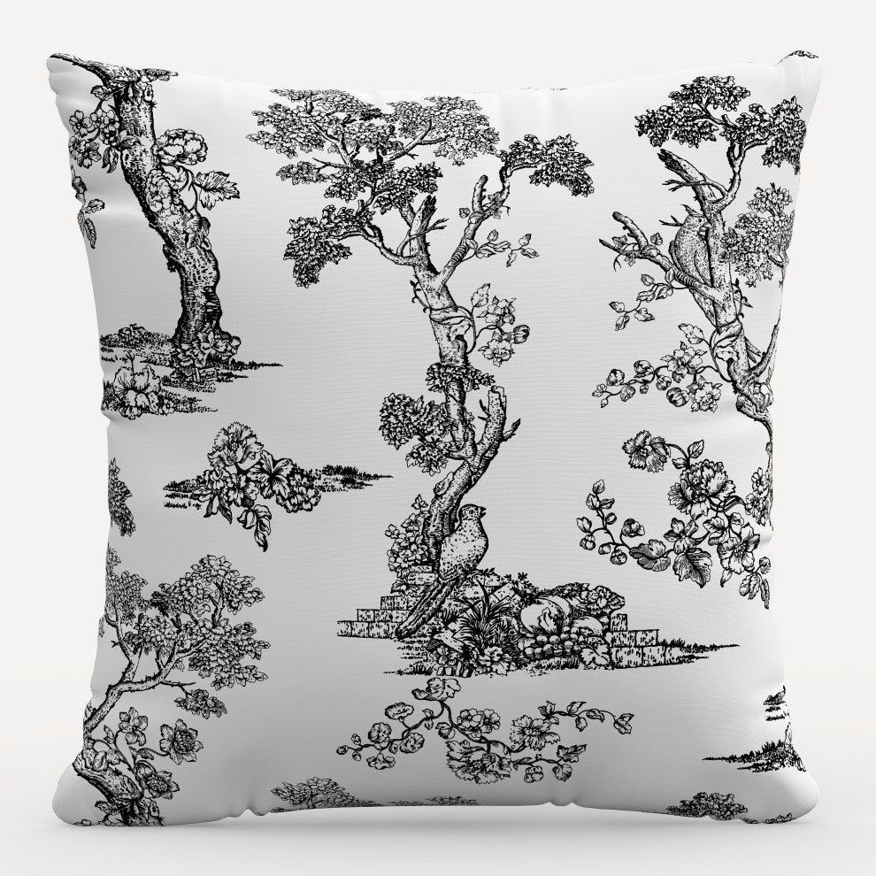 Red from Scalamandre 20" Decorative Pillow, Toile Noir