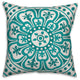 Teal and White Medallion 16x16 Throw Pillow