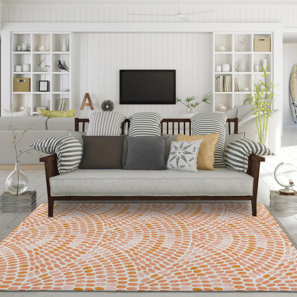 Indoor/Outdoor Seabreeze SZ7 Salmon Machine Washable 8' x 10' Rug