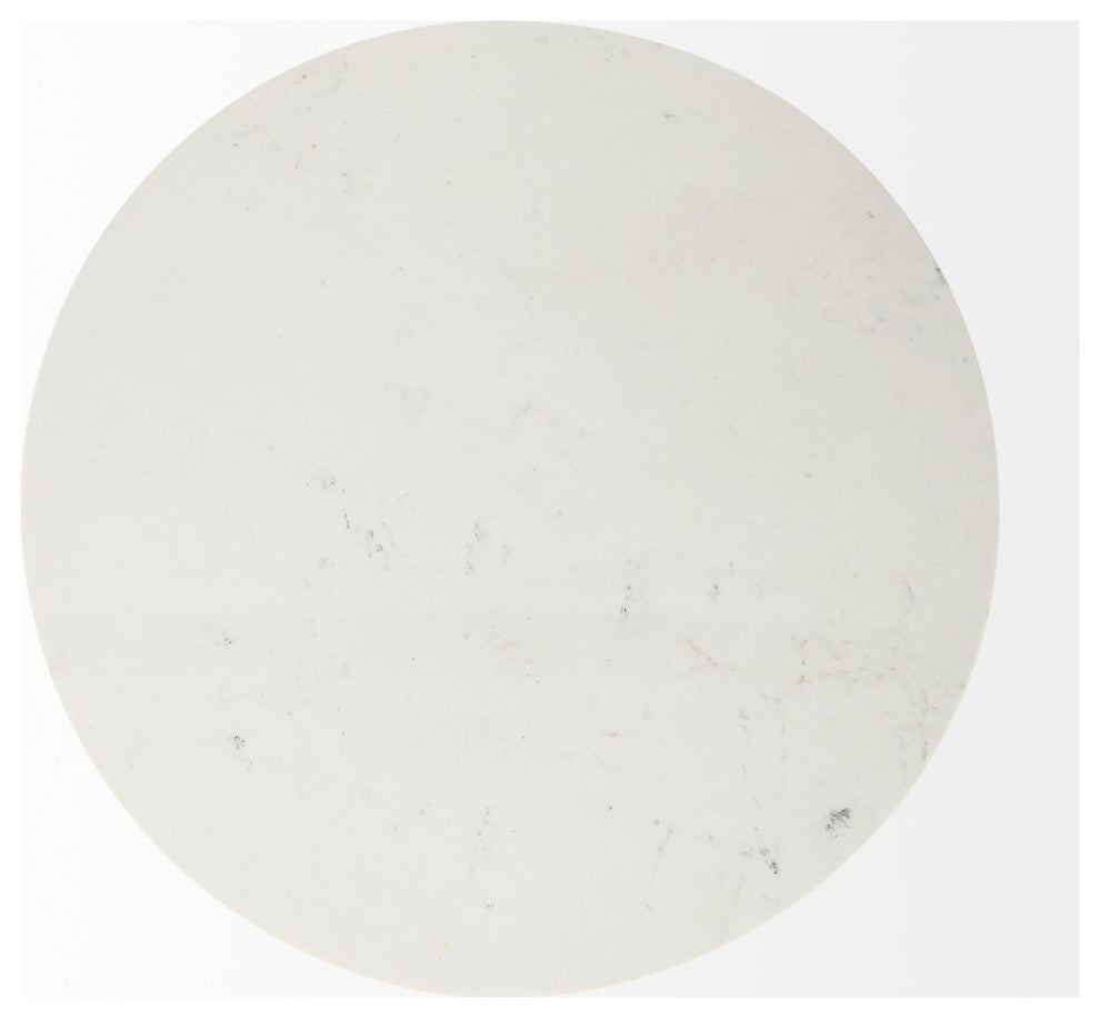 White Marble Mod Pedestal Dining Table