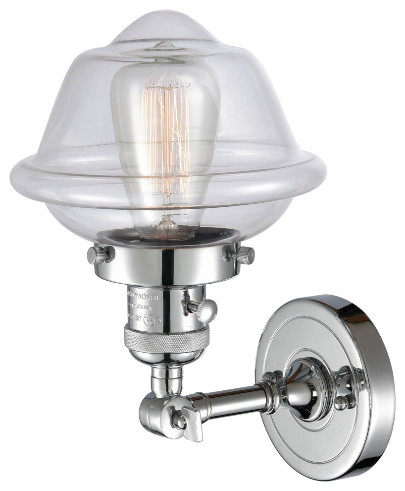 Small Oxford 1-Light Sconce, Polished Chrome, Glass: Clear