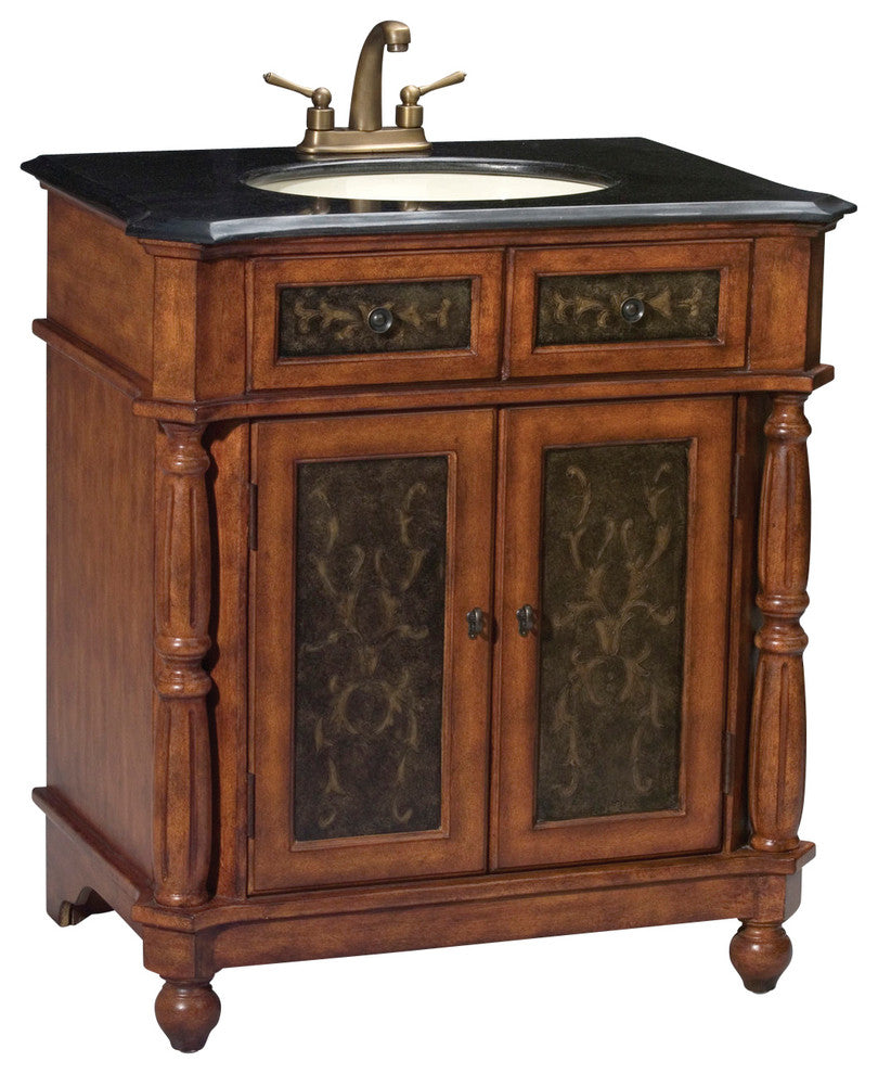 Brown Vanity Sink With Black Granite