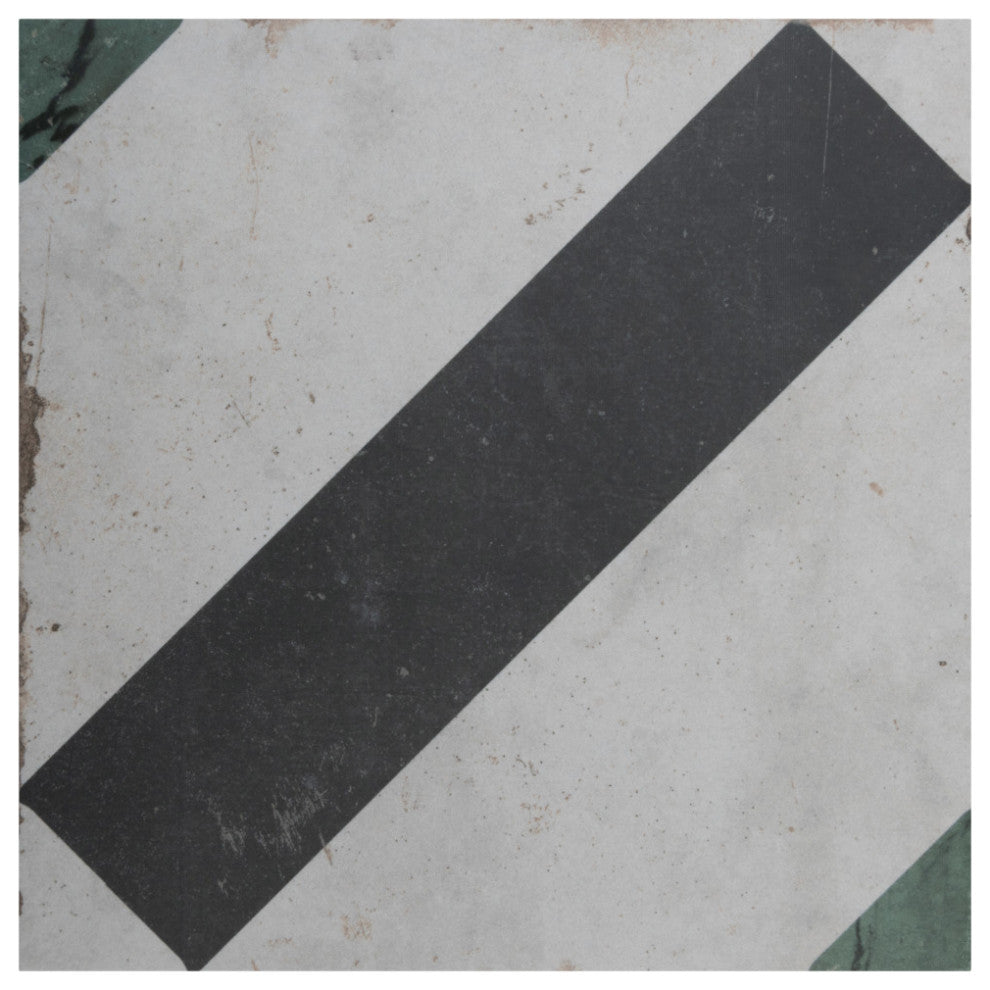 Renaissance Deco Emerald Frame Porcelain Floor and Wall Tile