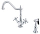 KS1231BXBS 2-Handle Kitchen Faucet, Brass Sprayer and 8" Plate, Polished Chrome