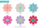 Flower Fabric Wall Decals, Set of 28 Flower Pattern Decals, Blue