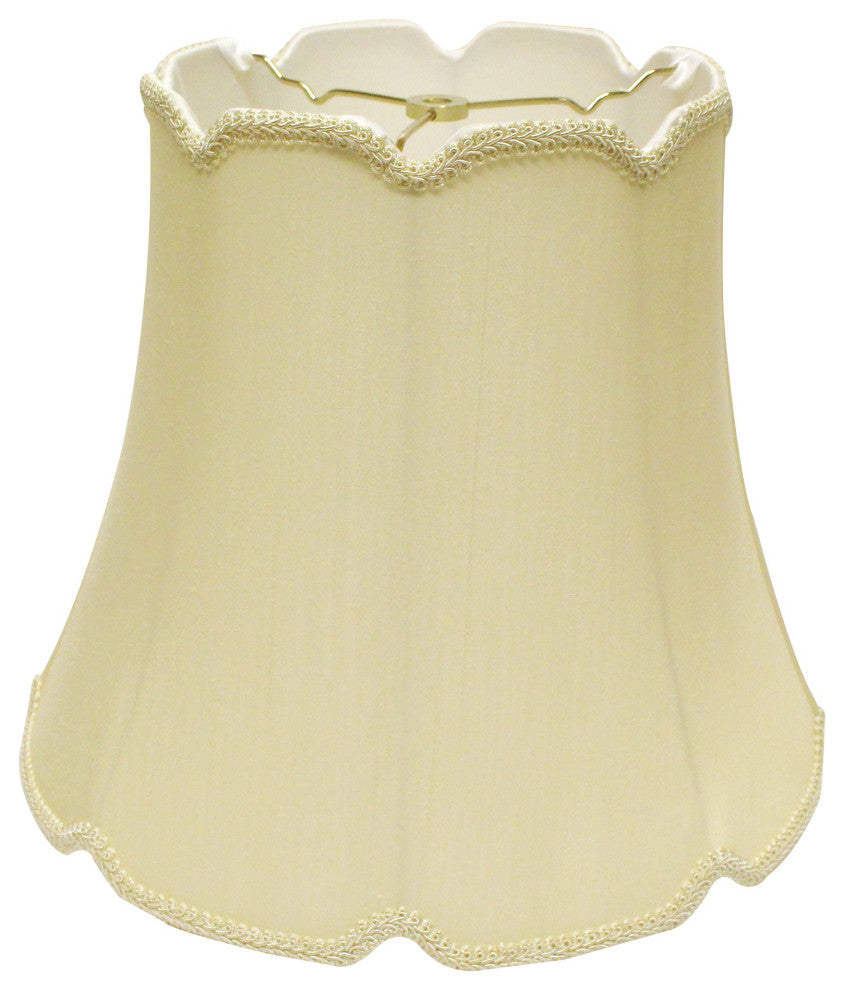 16" Antique White Empire Slanted Cylinder Scroll Edge Silk Lampshade