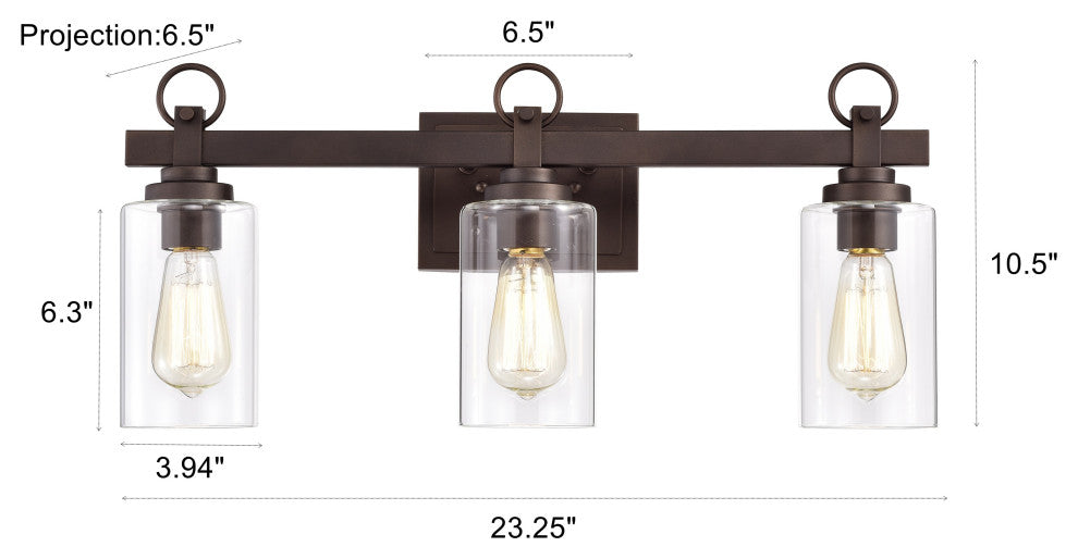 CHLOE Lighting EXTON Transitional 3-Light Oil Rubbed Bronze Bath Fixture