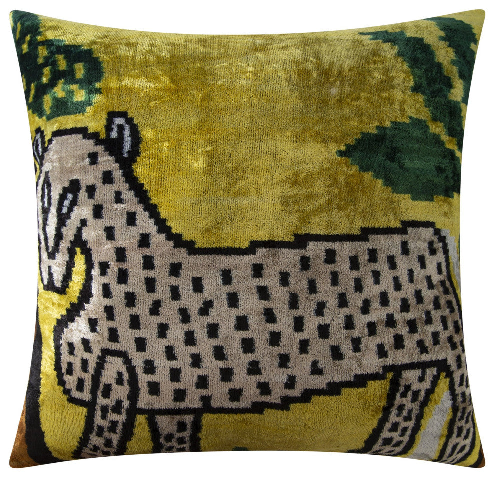 Silk Velvet Animal Throw Pillow, 20x20" With Insert