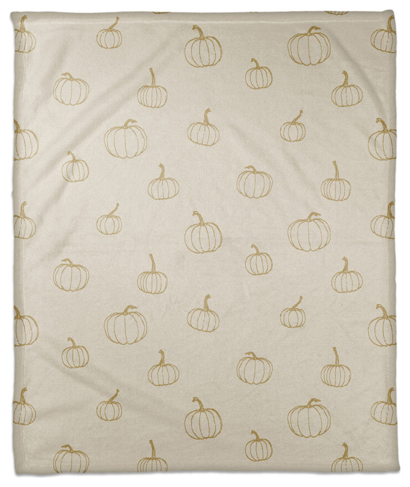 Mustard Yellow Mini Pumpkin Pattern 50x60 Coral Fleece Blanket