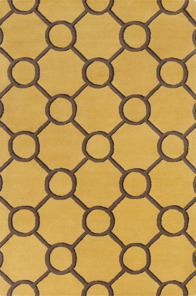 Stella Contemporary Area Rug, Yellow and Brown, 8'x10'