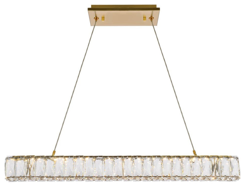 Elegant Lighting 3502D31 Monroe 31"W LED Crystal Linear - Gold
