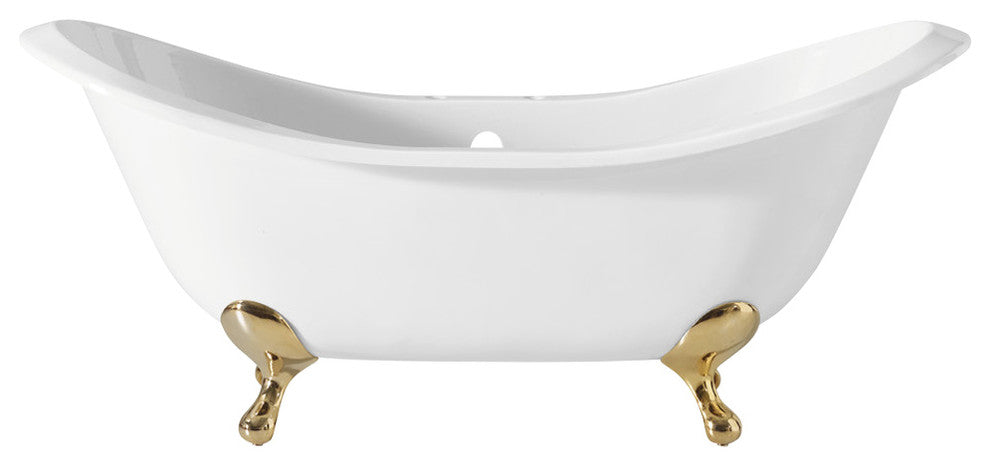 Cheviot Products Regency Cast Iron Bathtub With Faucet Holes, Polished Brass
